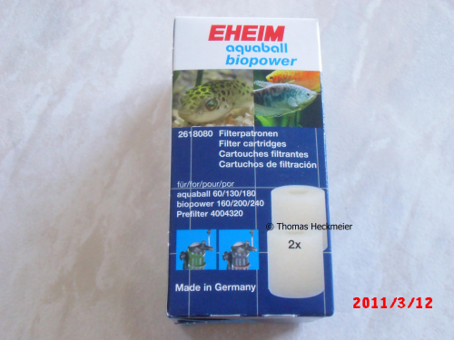 Eheim 2618080 Filterpatrone aquaball / biopower 2er (€2,85/Stk)